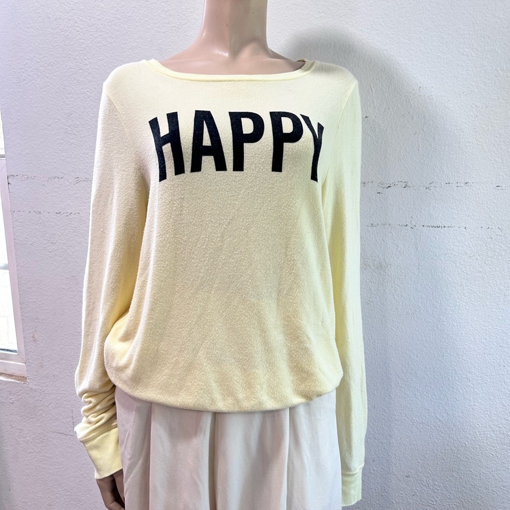 Wildfox Yellow 'HAPPY' Sweatshirt - Picture 5 of 12